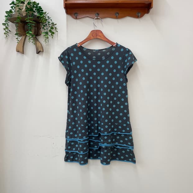 Cest moijeu 도트 반팔 롱 티셔츠