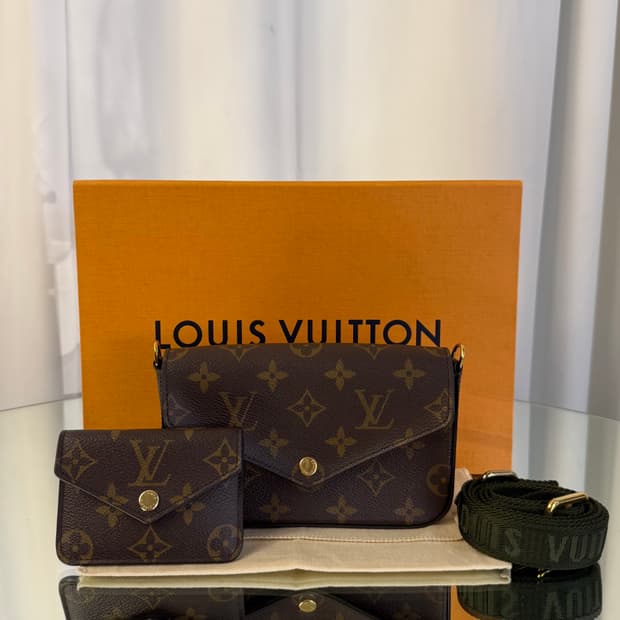 루이비통 펠리시 스트랩 앤 고 모노그램 크로스백 카키 그린