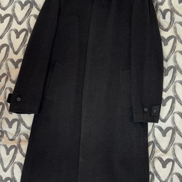 일본 TETE HOMME 울 100% 히든 싱글 롱 코트 / L-XL