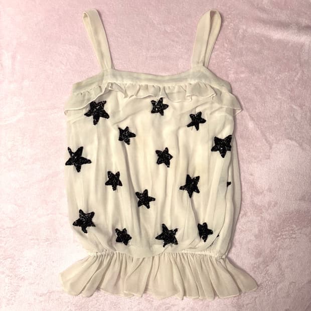 별 스팽글 프릴 나시