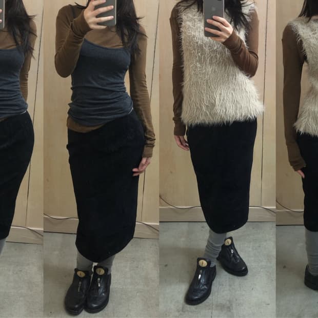 수입빈티지 미디 스커트