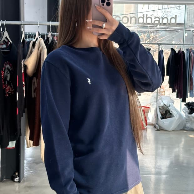 폴로랄프로렌 와플 니트 롱슬리브 네이비