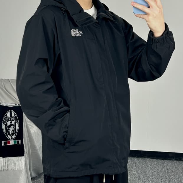 노스페이스 올드스쿨 블랙 후드 바람막이 M 