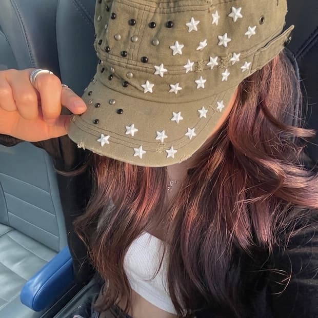 펑크 갸루y2k 스타 파츠 밴딩 캡