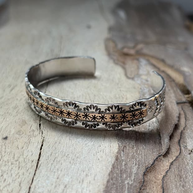 [네이티브 아메리칸] 썬버스트 커프 12KGF Sterling Silve