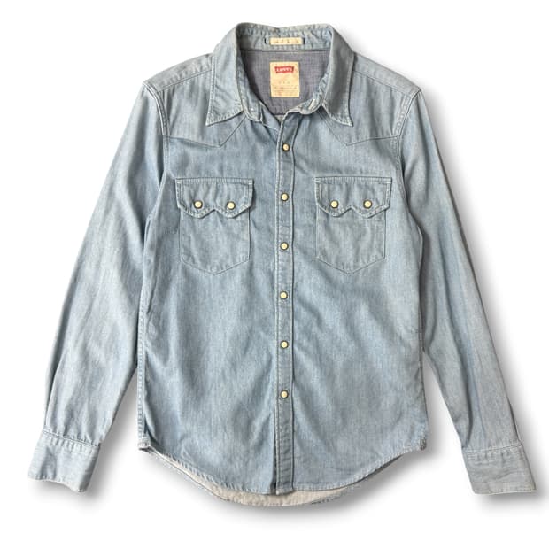 리바이스 빈티지 슬림핏 워싱 웨스턴 데님셔츠 S