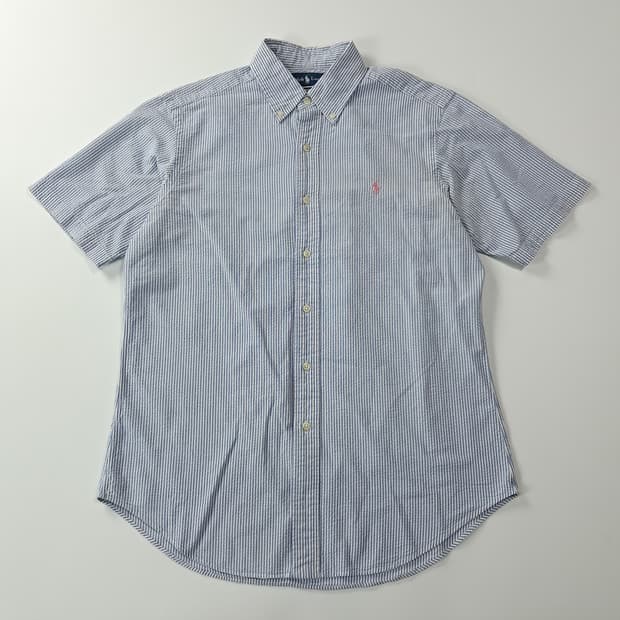 CK256 M 폴로 90s 시어서커 클래식블루 스트라이프 반팔 셔츠 남