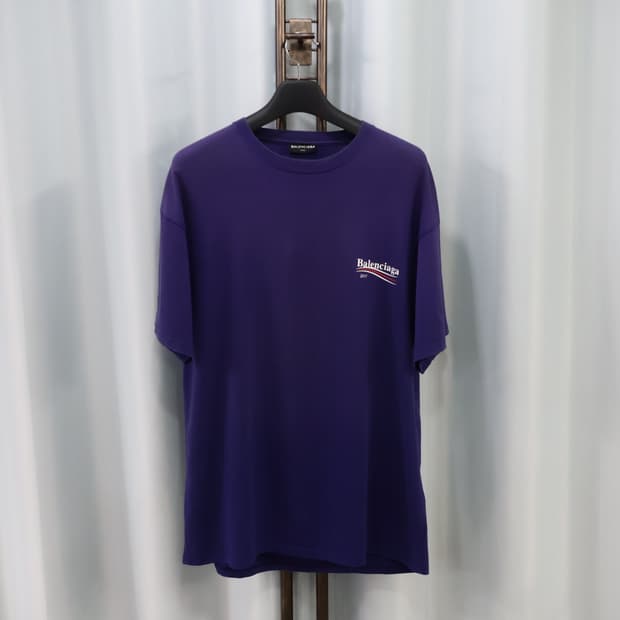 발렌시아가 웨이브 로고 블루 반팔 티셔츠 S/105