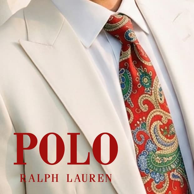 폴로 랄프로렌 실크 레드 페이즐리 넥타이 8.9cm A+~A등급 G16