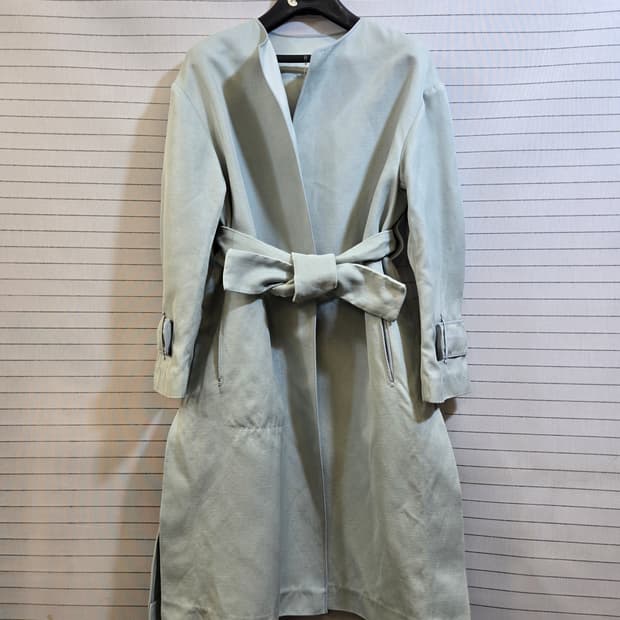 마인 벨트 랩 스타일 코트 민트색