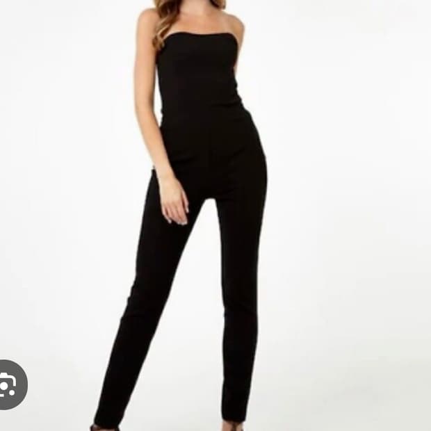 Theory 블랙 튜브탑 점프수트