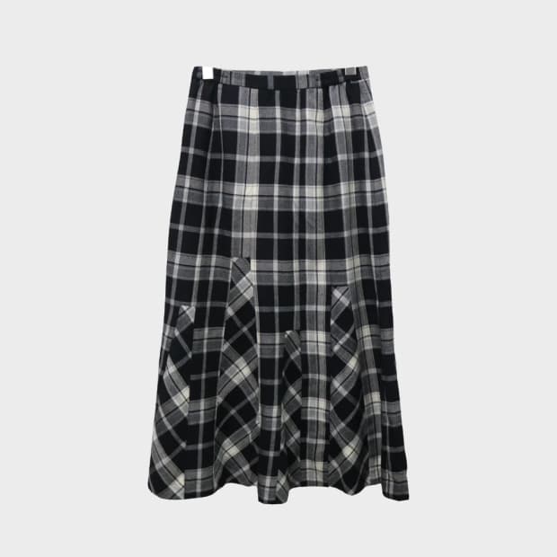 VAREN 체크 머메이드 울 혼방 롱 스커트 61374