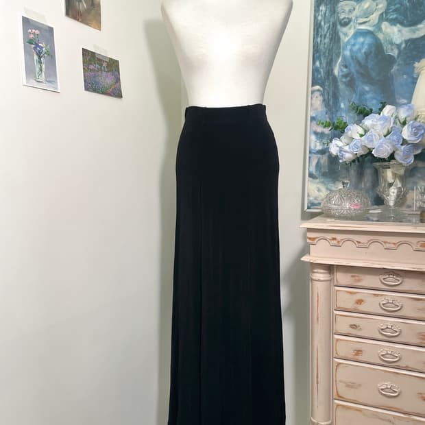 black basic long banding skirt