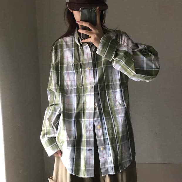 아베크롬비 카키 체크셔츠