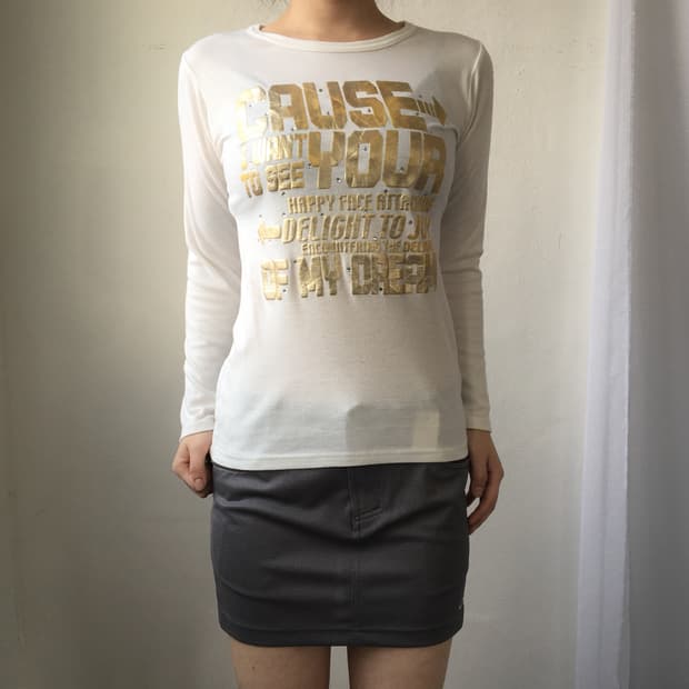 Lettering printing slim fit sleeve