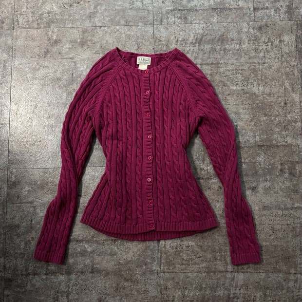 엘엘빈 케이블 니트 패턴 코튼 가디건