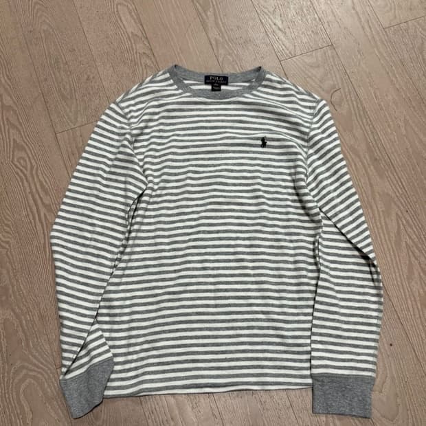 폴로 그레이 스트라이트 와플 티셔츠