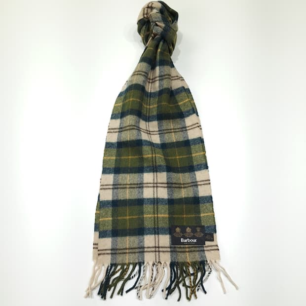 MX448 바버 올리브그린 클래식 타탄체크 머플러 목도리