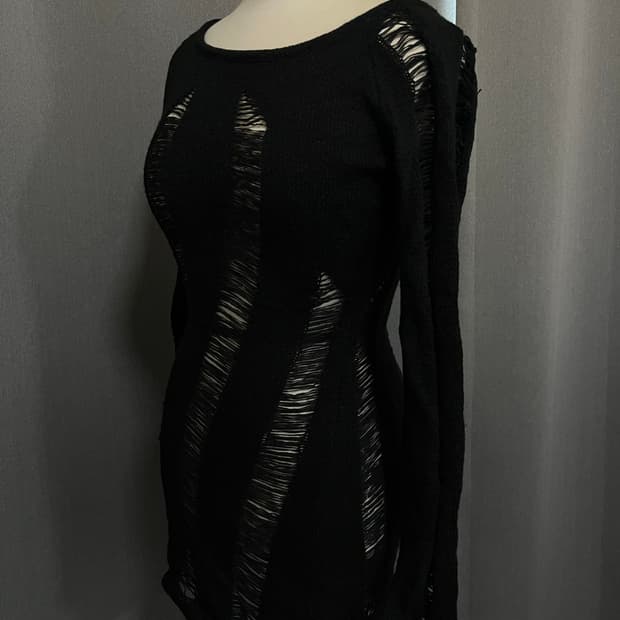 데미지 니트 원피스