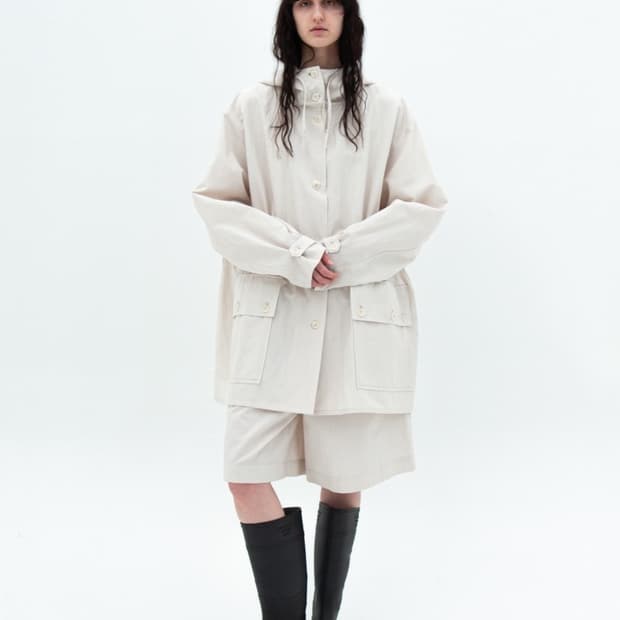 Linen hood half coat