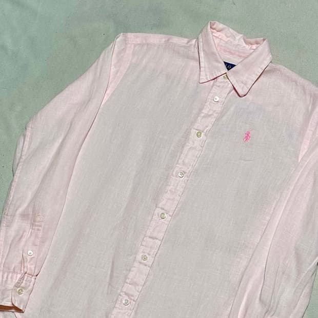 XS 폴로랄프로렌 핑크 린넨 셔츠