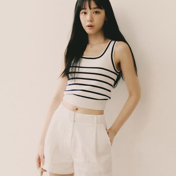 [새상품] 시야쥬 스트라이프 니트 나시탑