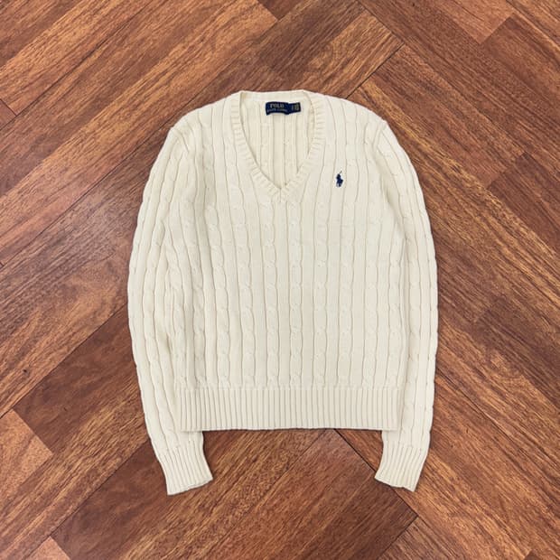 여성용  S 폴로 랄프로렌 케이블 브이넥 니트 