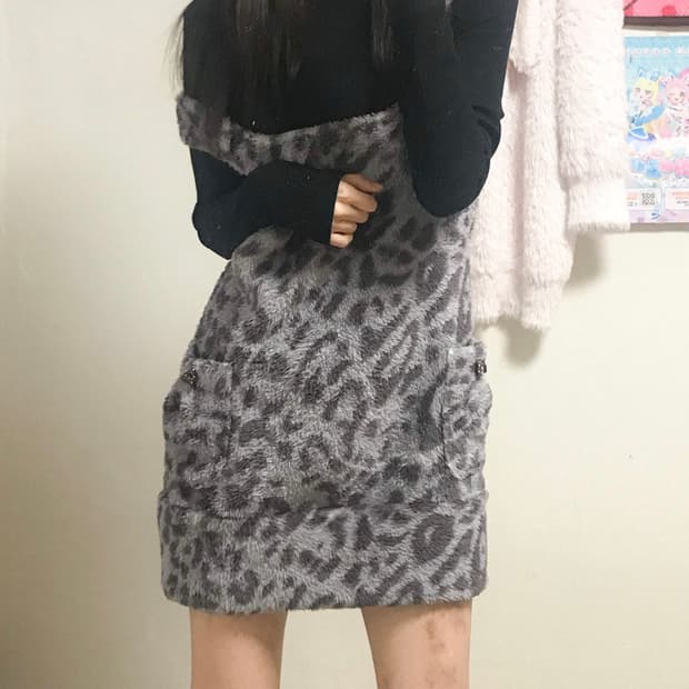 빈티지 호피 리본 레오파드 원피스 히메갸루 로걀 라떼 오네갸루 공겜여주