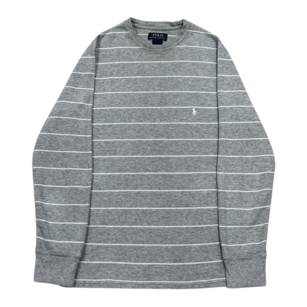폴로 랄프로렌 스트라이프 와플 그레이 긴팔티 S