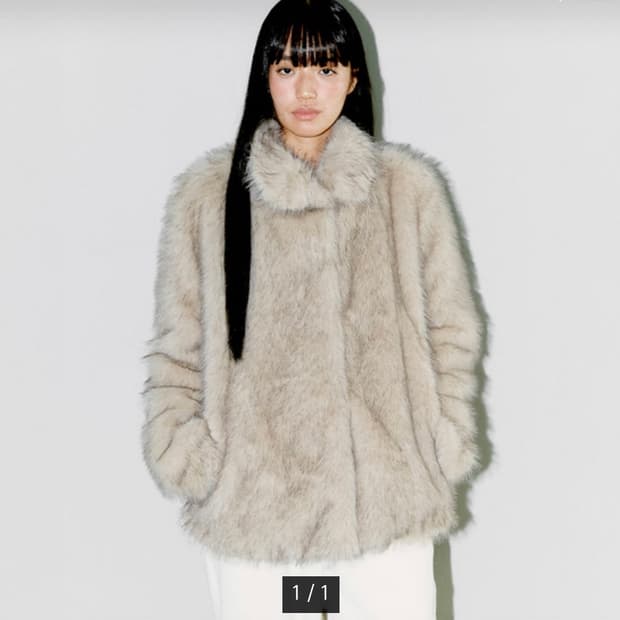 오피쉬  플러피 믹스퍼자켓 라이트그레이