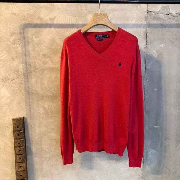 폴로 랄프로렌 피마코튼 브이넥 니트 100
