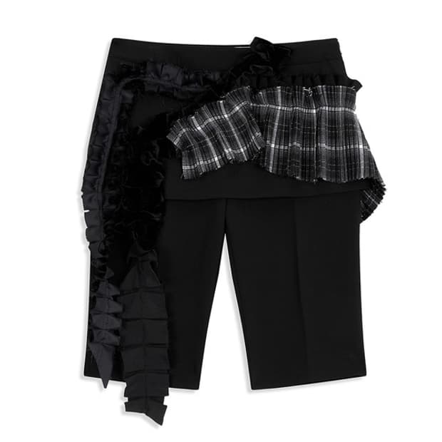 Open Yy 플리츠 레이어드 버뮤다 쇼츠