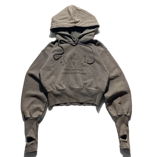 쓰리타임 페어리 핑거홀 크롭 후드티