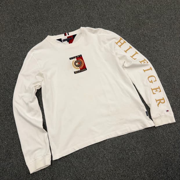 XL) 타미힐피거 빈티지 자수 롱슬리브