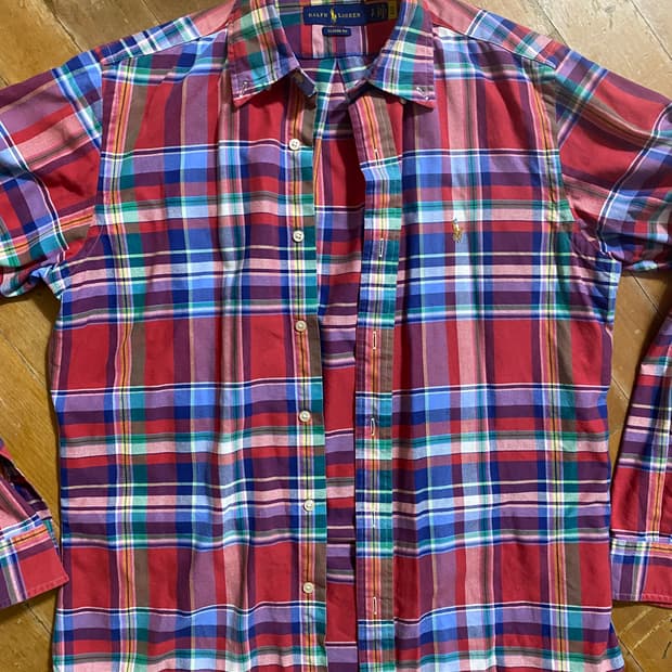 랄프로렌 클래식핏 체크 셔츠 S (100~105)