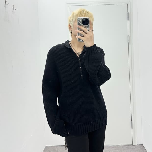 Comme Ca Ism collar layered knit