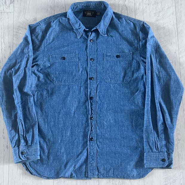 RRL 인디고 샴브레이 워크 셔츠 L