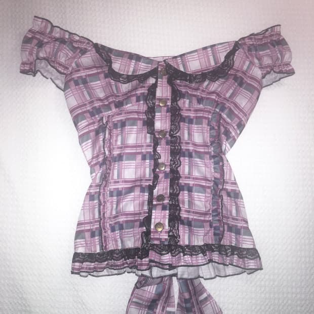 빈티지 오프숄더 반팔 상의