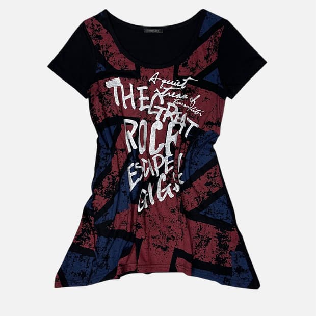 CORNFLAKE rock printing flare t-shirt