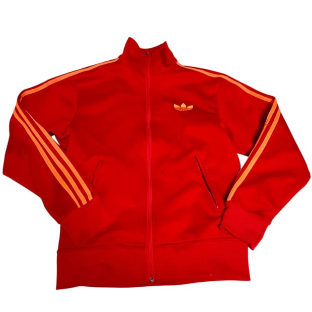 [아디다스] 올드스쿨 레드 오렌지 배색 파이어버드 기모 트랙탑 져지 95