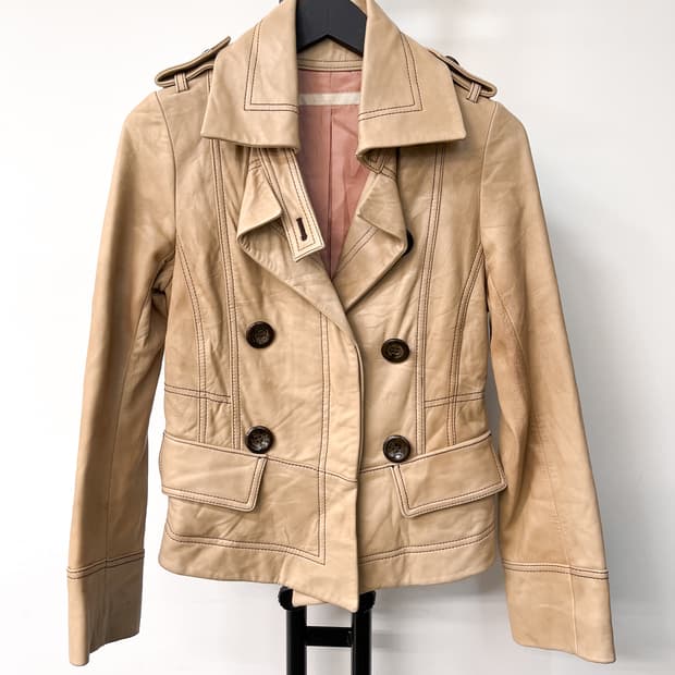 라레그로 더블 브레스티드 레더 자켓