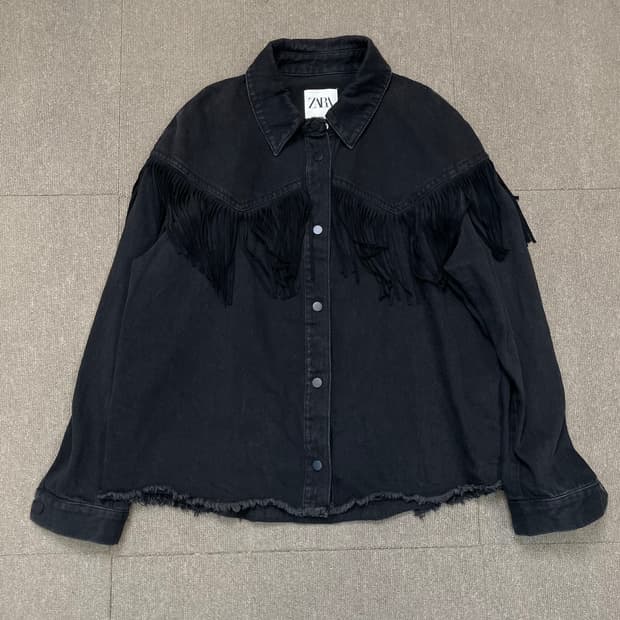 zara 자라 우먼스 웨스턴 데님 프린지 테슬 셔츠자켓 