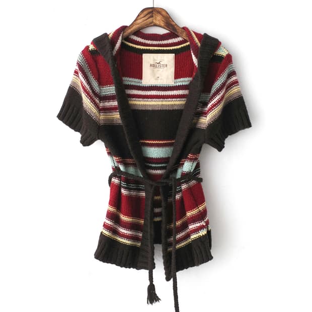 hollister) stripe half knit cardigun