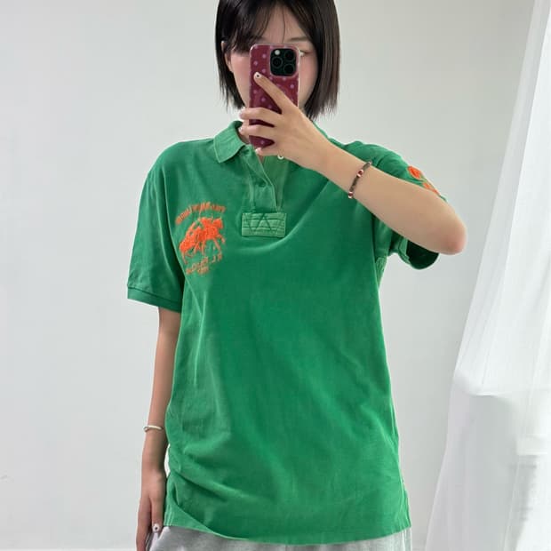 폴로 딥그린 오렌지 피케이 반팔티