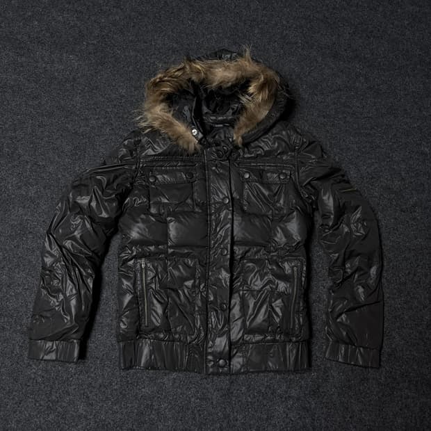 Vintage 00'sY2K Punk Vkei fur hood parka