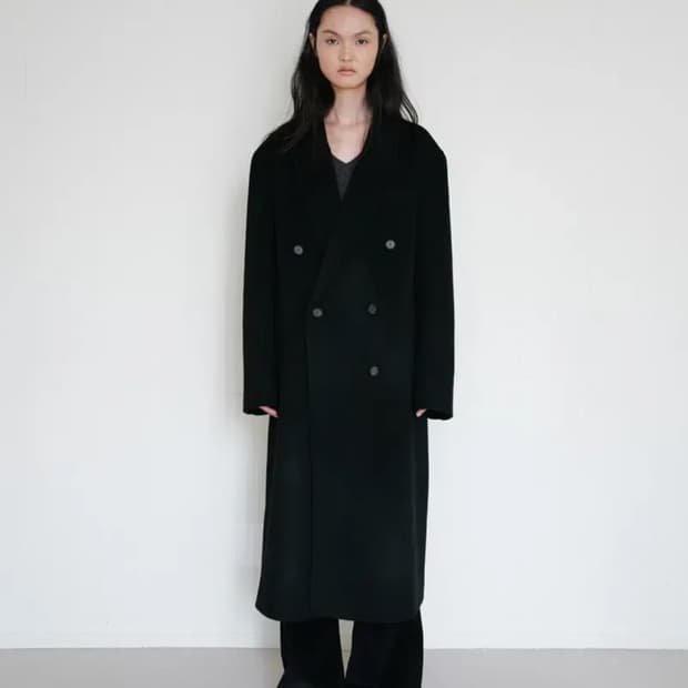 리포스 repos 핸드메이드 맥시 더블 코트 블랙