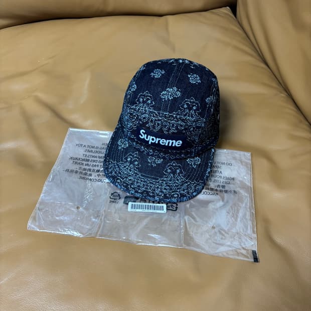 Supreme 슈프림 반다나 워시드 데님 블랙 캠프캡 모자