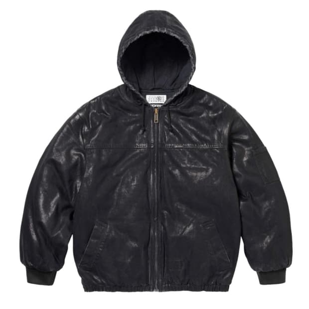 슈프림 x MM6 메종 마르지엘라 포일 후드 워크 자켓 블랙