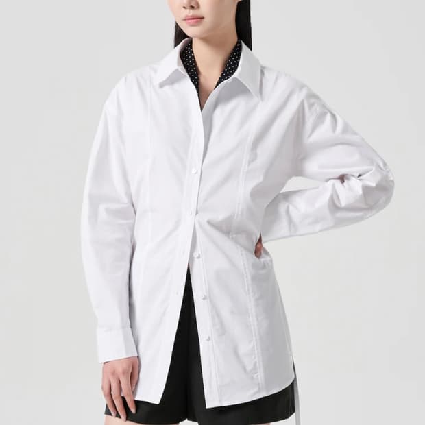 에잇세컨즈 코튼 롱 셔츠 화이트