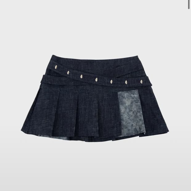 달링유어배드 데님 플리츠 스커트 블루 s